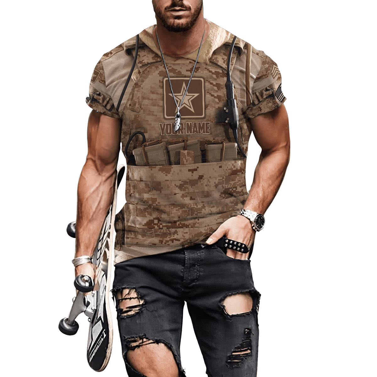 US Army Veteran Camo 3D All Over Printed