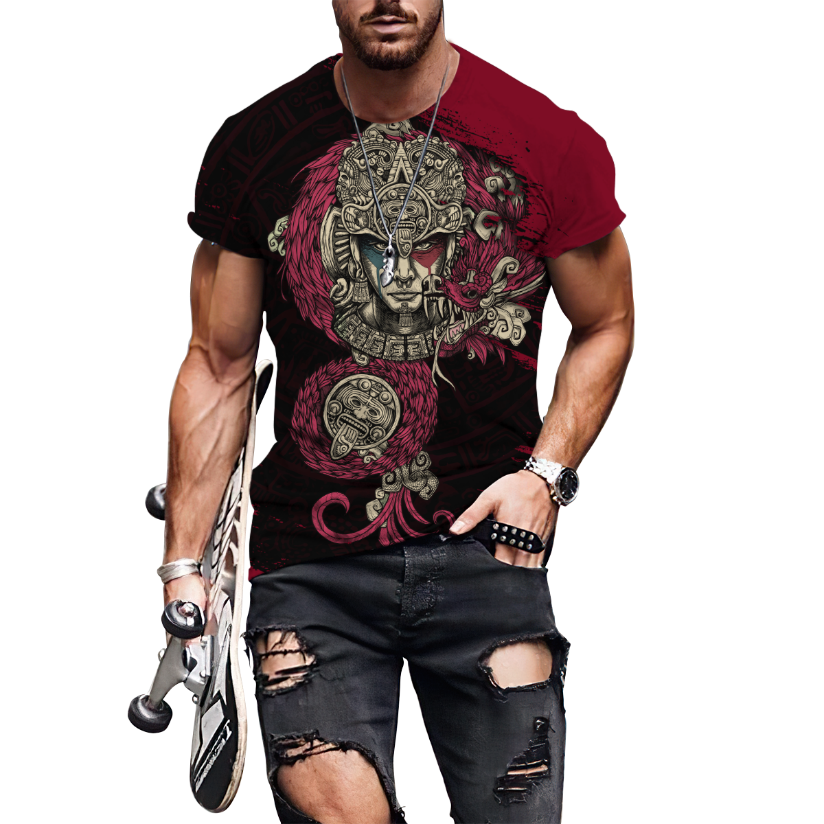 Aztec Warrior 3D All Over Printed Unisex Hoodie no2