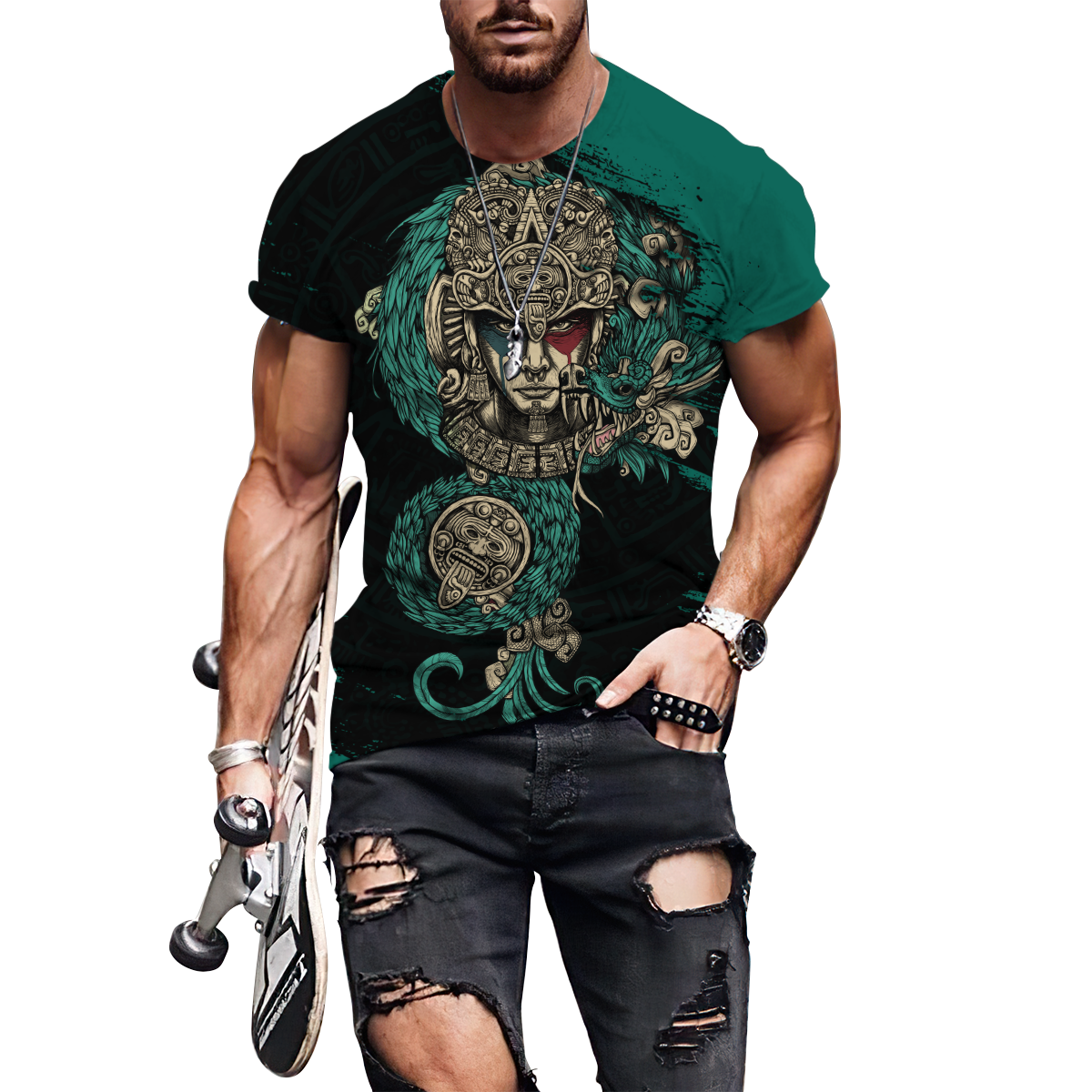 Aztec Warrior 3D All Over Printed Unisex Hoodie no3