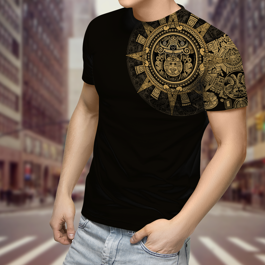 Aztec Mexican Yellow 3D All Over Printed Unisex Hoodie no2