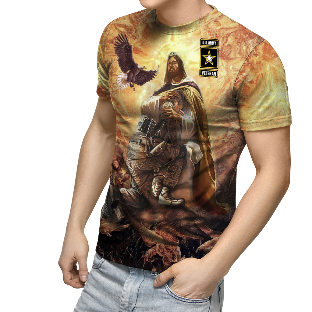US Army Veteran Jesus 3D All Over Printed Unisex Shirts