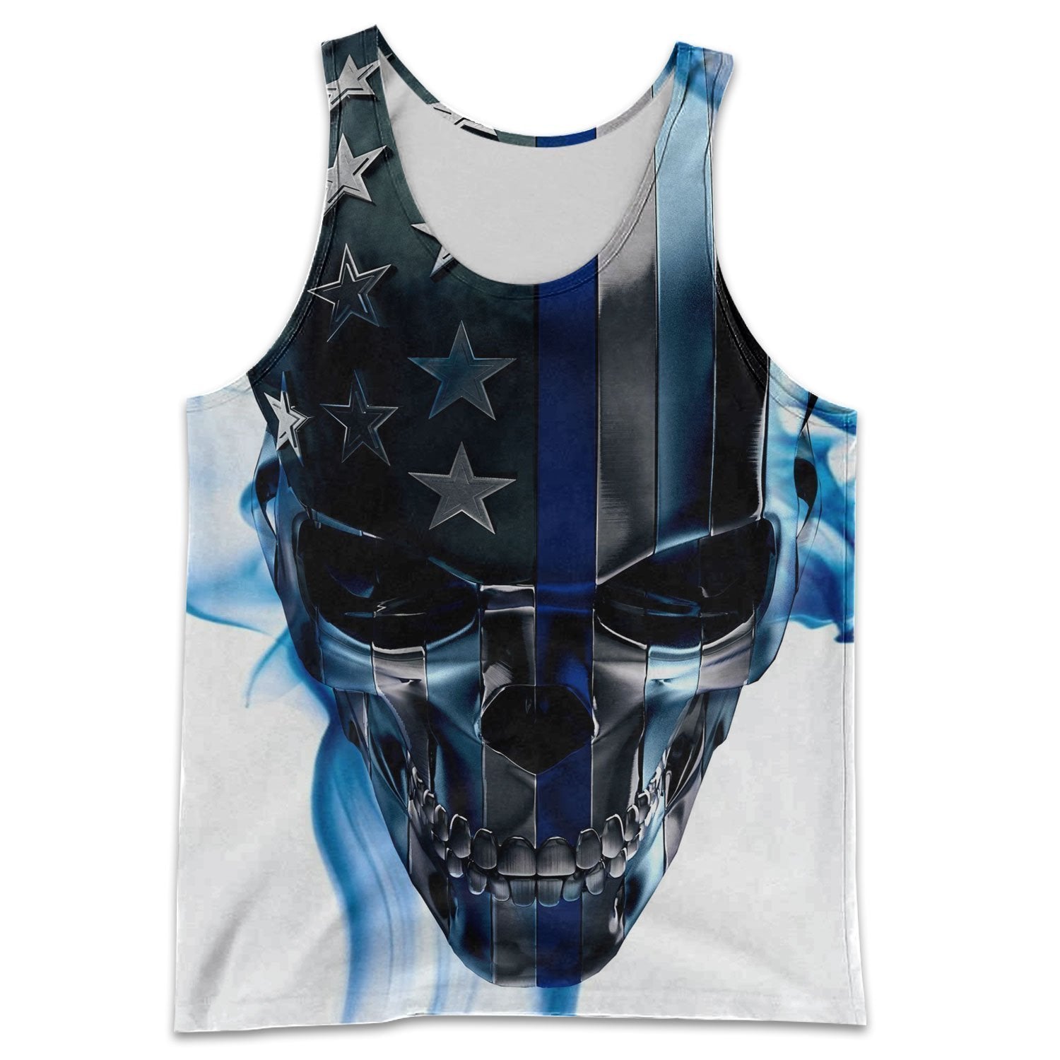 3D All Over Printed Skull Thin Blue Line - Amaze Style™-Apparel