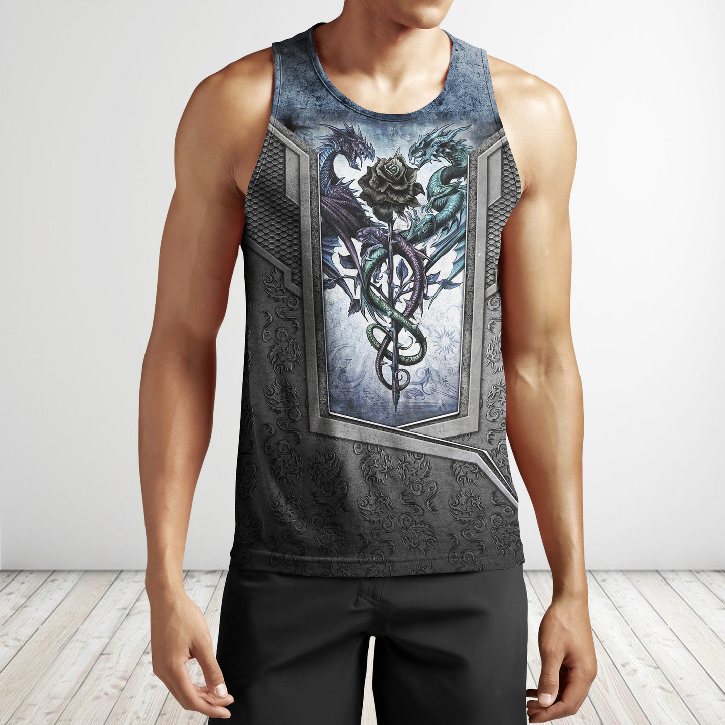 3D Tattoo and Dungeon Dragon Hoodie HAC020114-Apparel-NM-Men's tank top-S-Vibe Cosy™