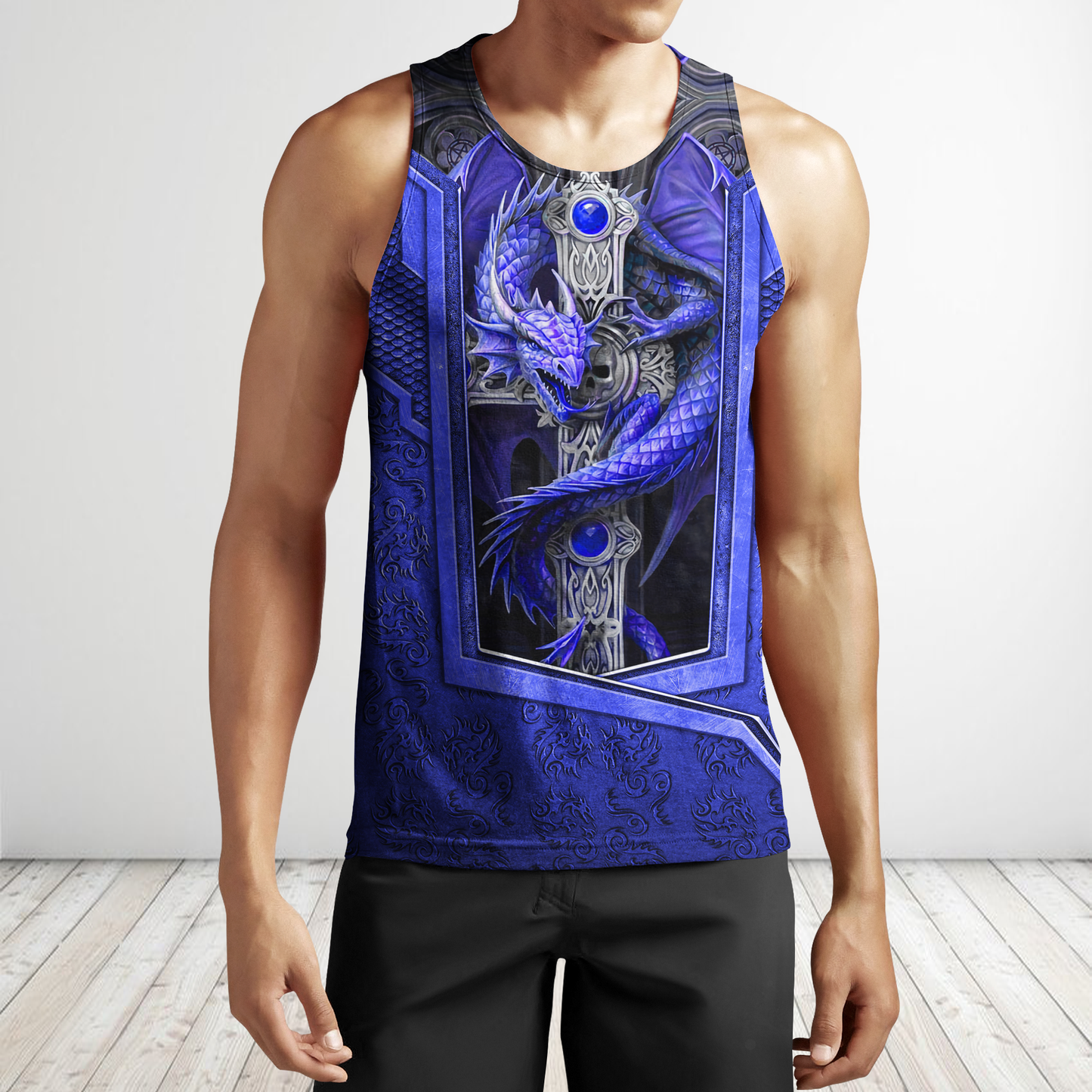 3D Tattoo and Dungeon Dragon Hoodie HAC301202-Apparel-NM-Men's tank top-S-Vibe Cosy™