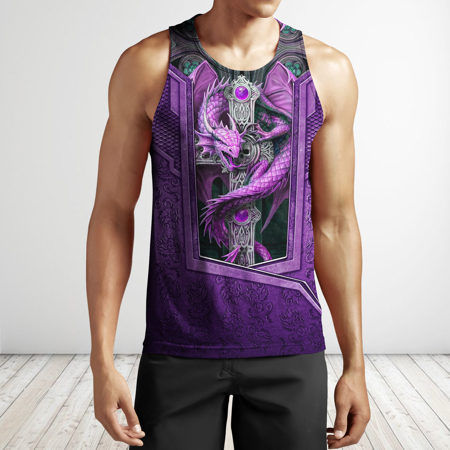 3D Tattoo and Dungeon Dragon Hoodie HAC27123-Apparel-NM-Men's tank top-S-Vibe Cosy™