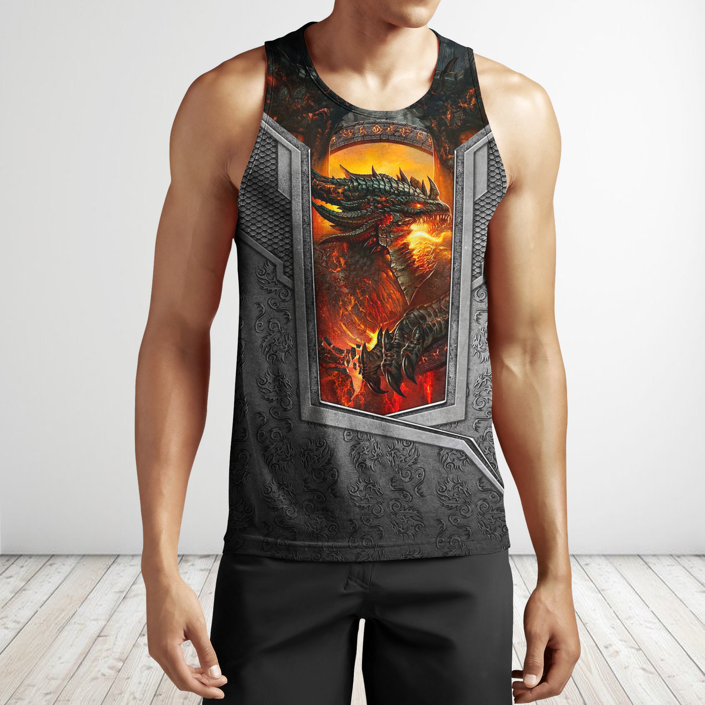 3D Tattoo and Dungeon Dragon Hoodie HAC020115-Apparel-NM-Men's tank top-S-Vibe Cosy™