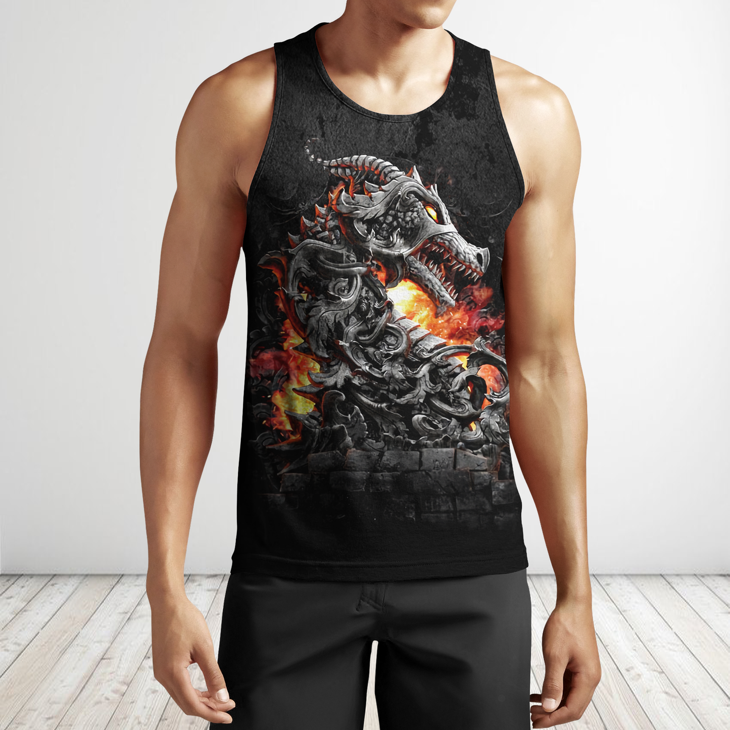 3D Armor Tattoo and Dungeon Dragon Hoodie HAC140103-Apparel-NM-Men's tank top-S-Vibe Cosy™