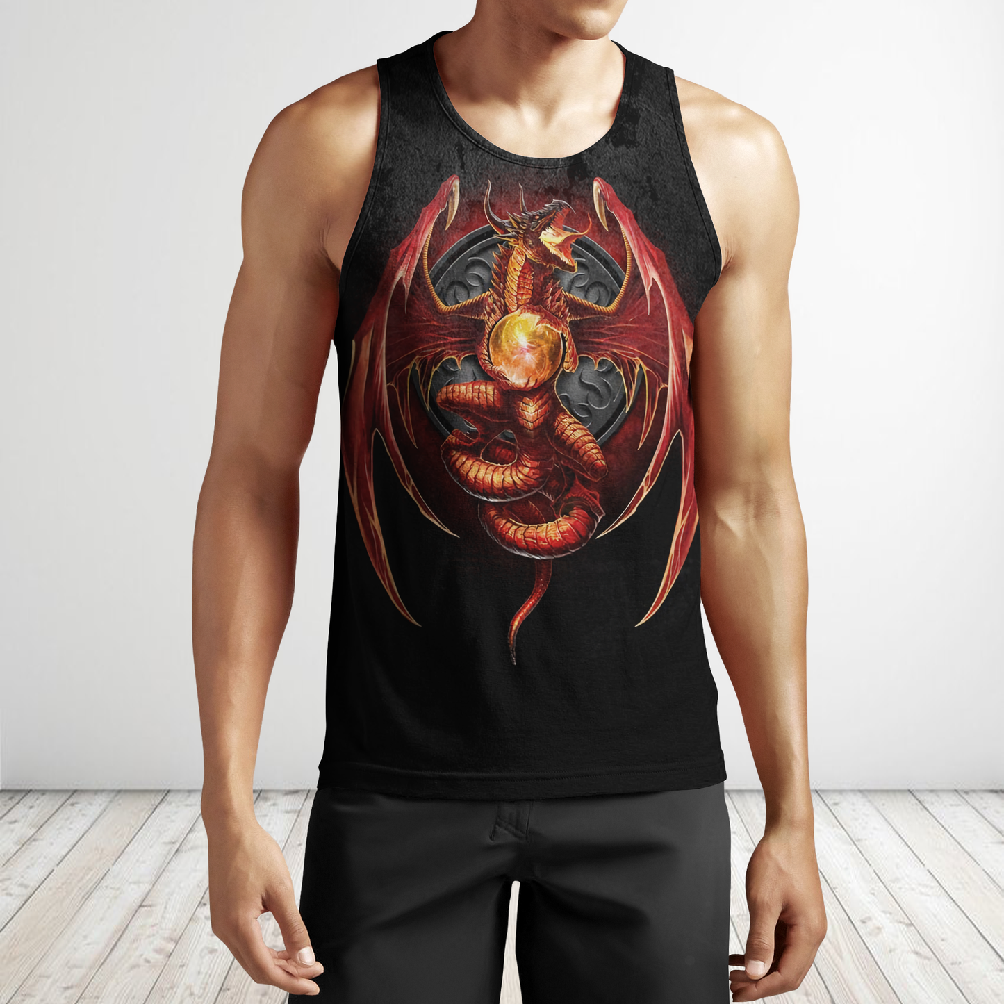 3D Armor Tattoo and Dungeon Dragon Hoodie HAC140102-Apparel-NM-Men's tank top-S-Vibe Cosy™