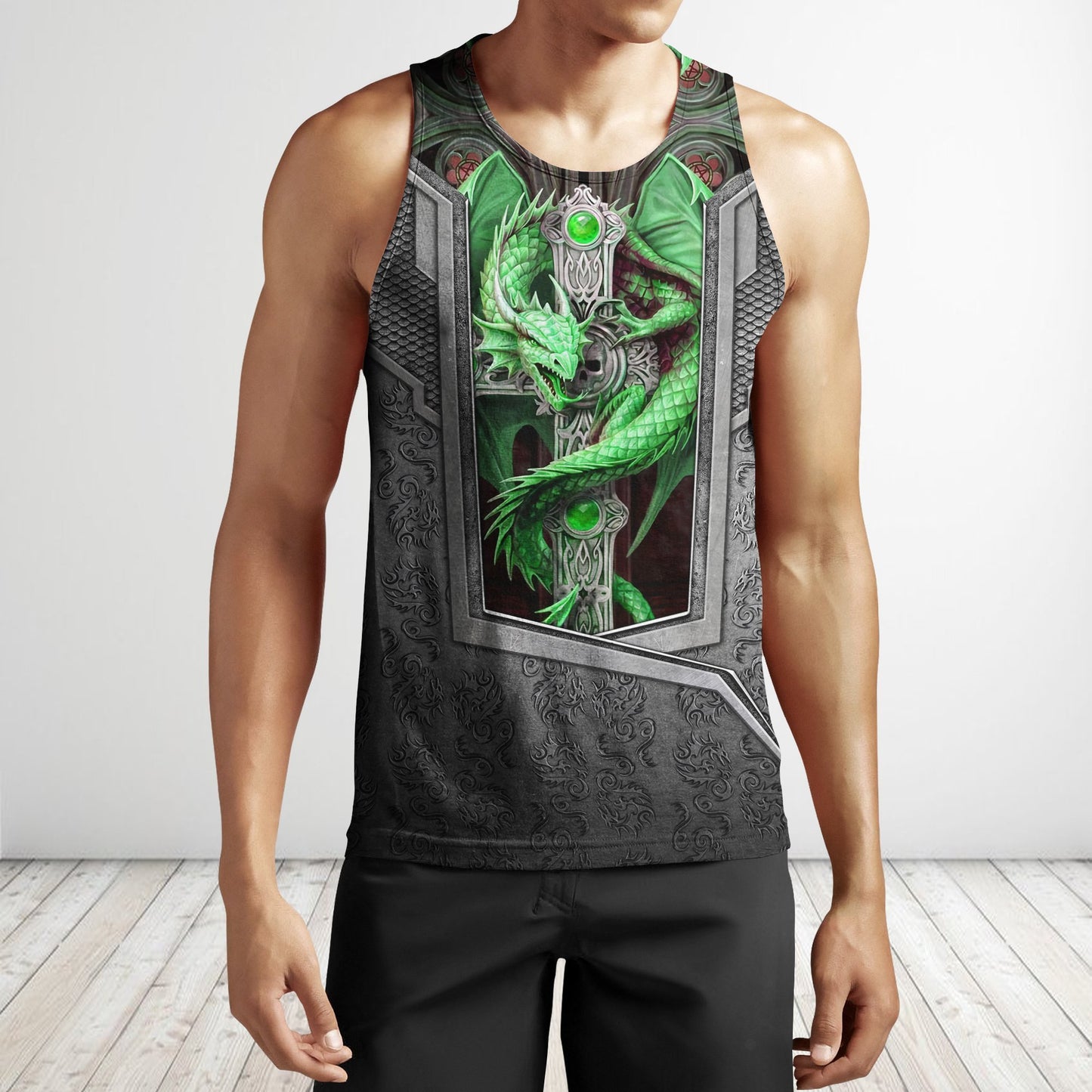 3D Tattoo and Dungeon Dragon Hoodie HAC27122-Apparel-NM-Men's tank top-S-Vibe Cosy™