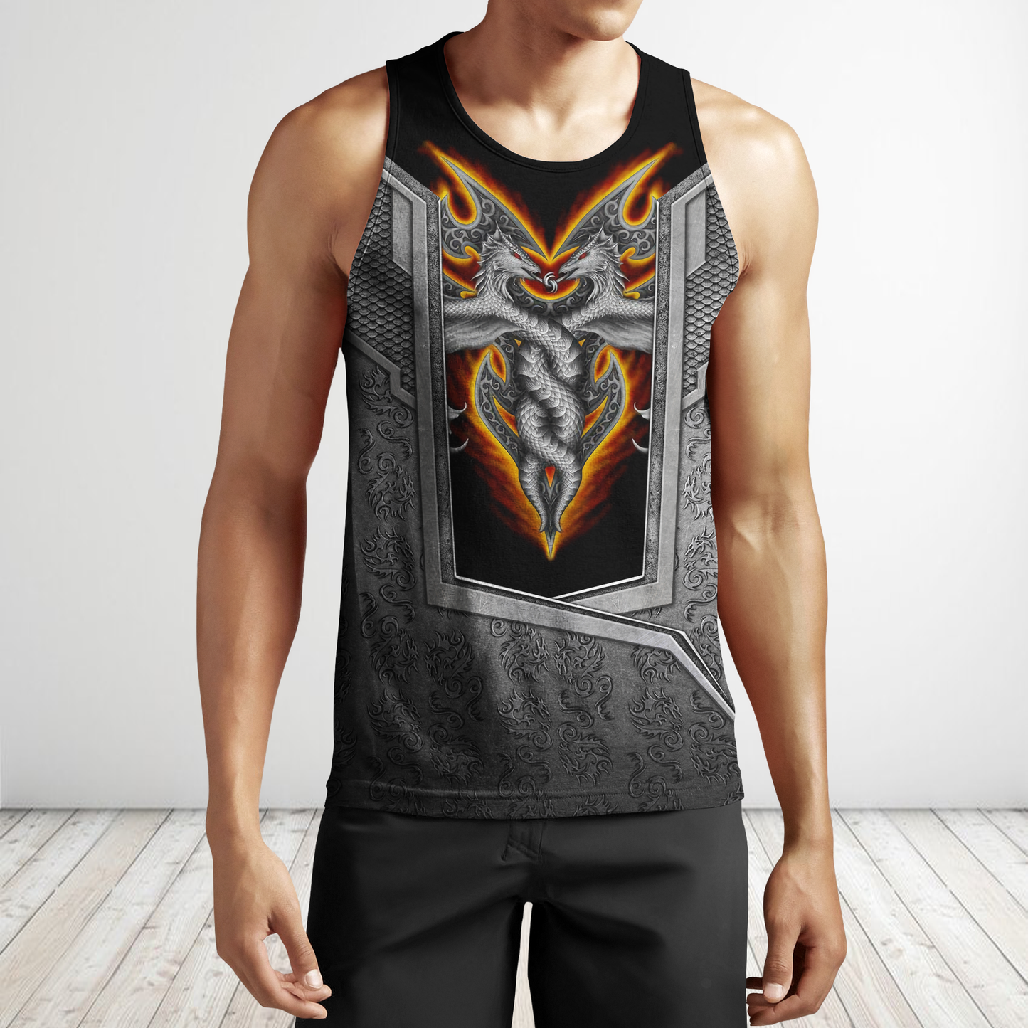 3D Tattoo and Dungeon Dragon Hoodie HAC020108-Apparel-NM-Men's tank top-S-Vibe Cosy™
