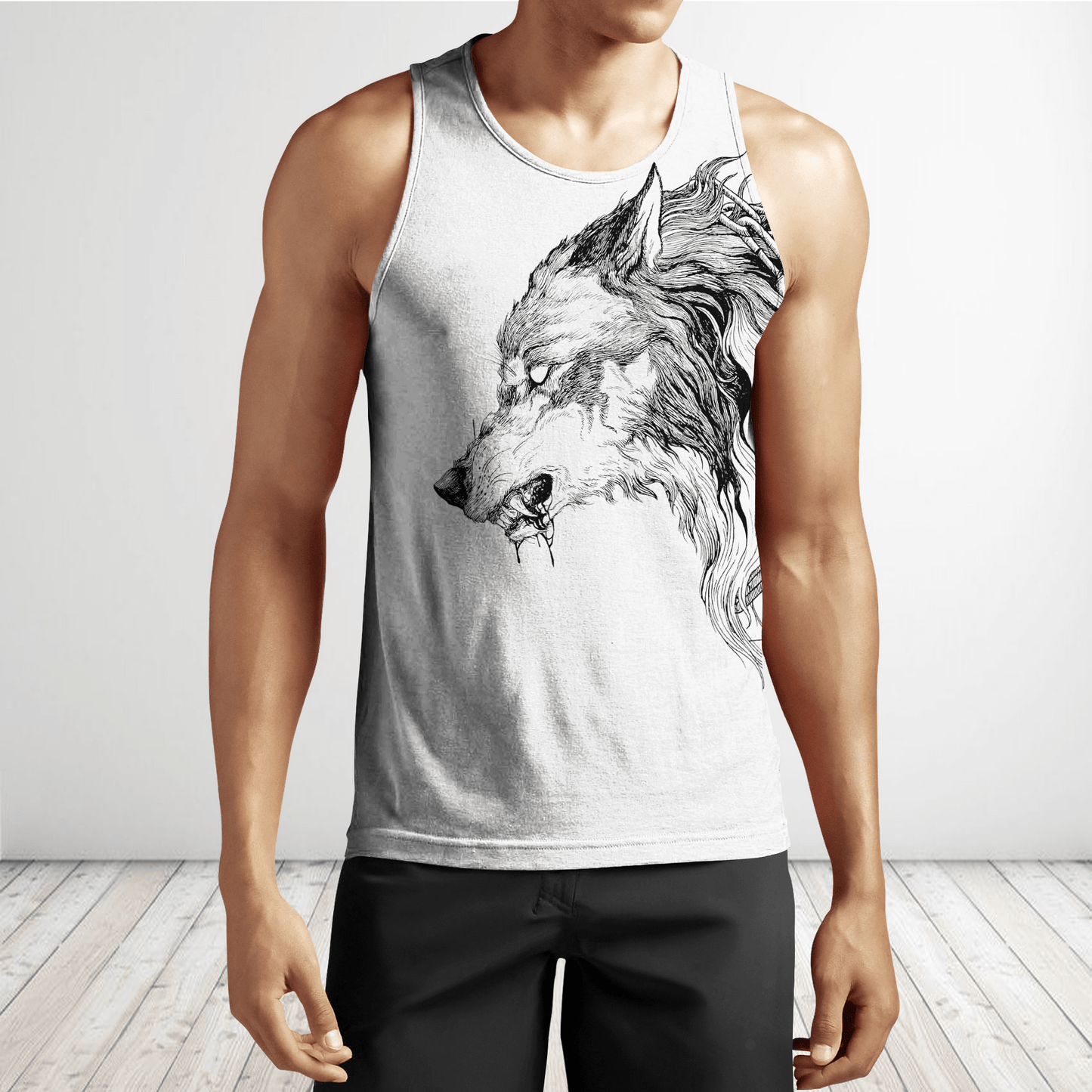 Wolf Tattoo 3D Over Printed Unisex Hoodie-ML