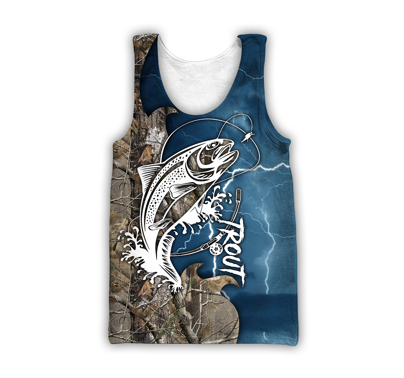 Trout Fishing Tattoo camo shirts for men and women blue color