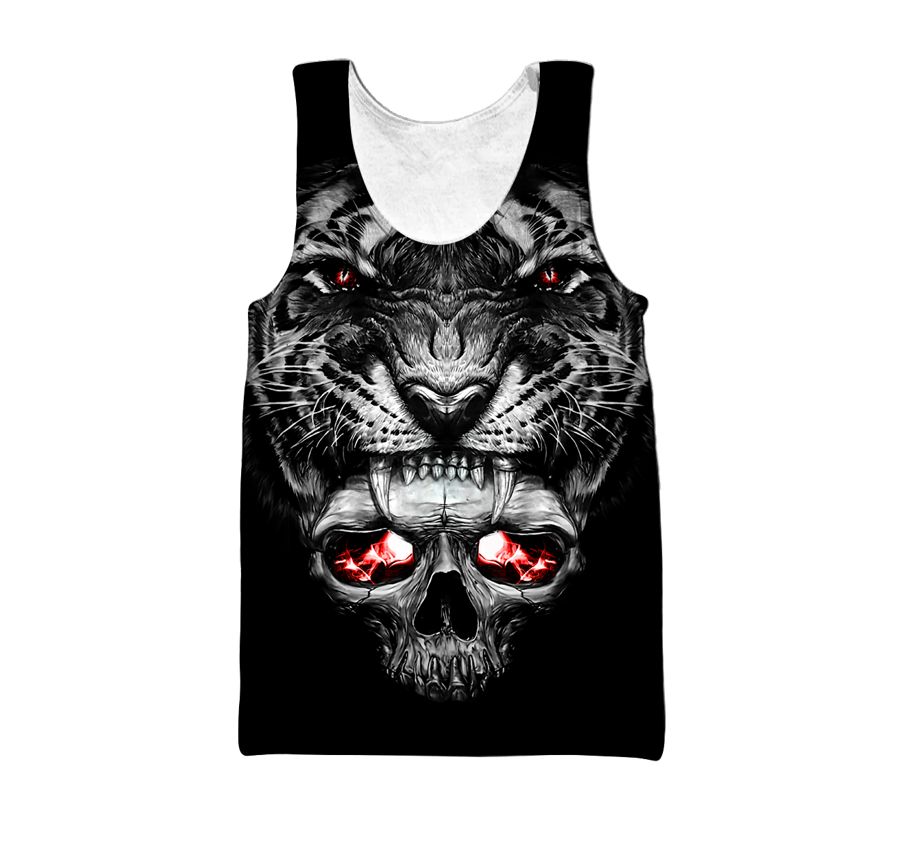 3D Tattoo Skull Tiger Over Printed Shirt for Men and Women