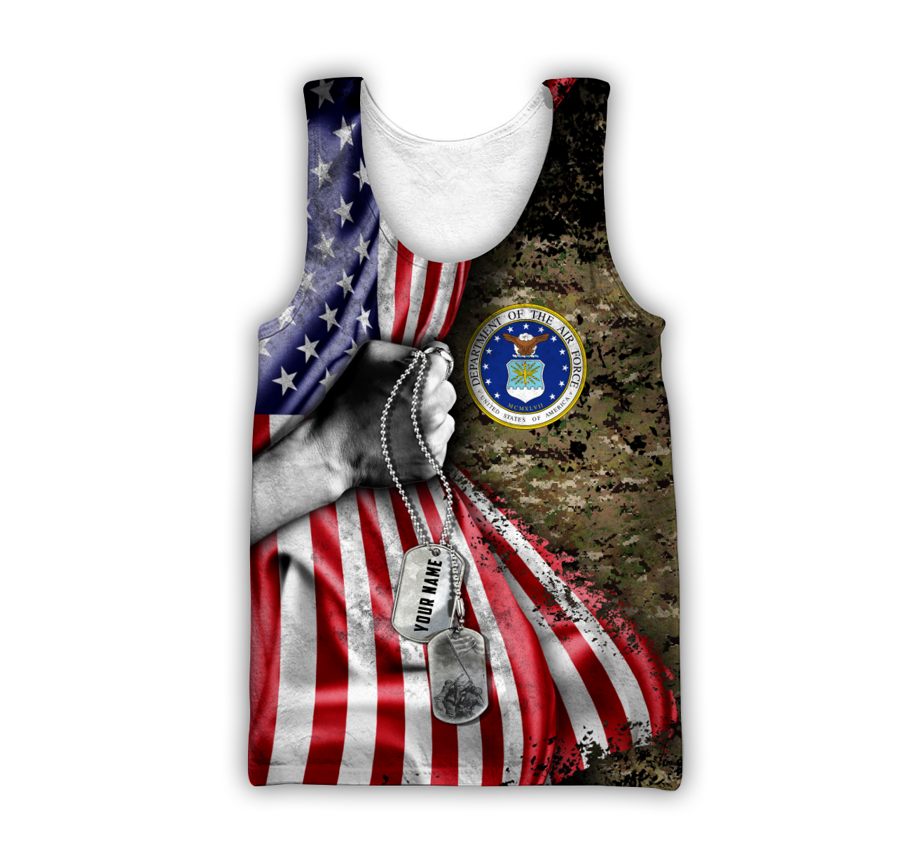 US Air Force tag Custom name 3D shirts for men and women Proud Military