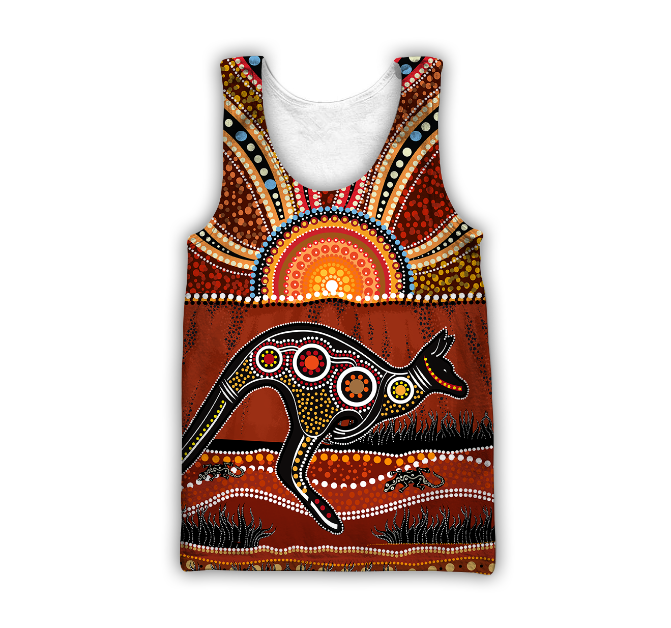 Aboriginal Australia Kangaroo running Lizard Art shirts for men and women