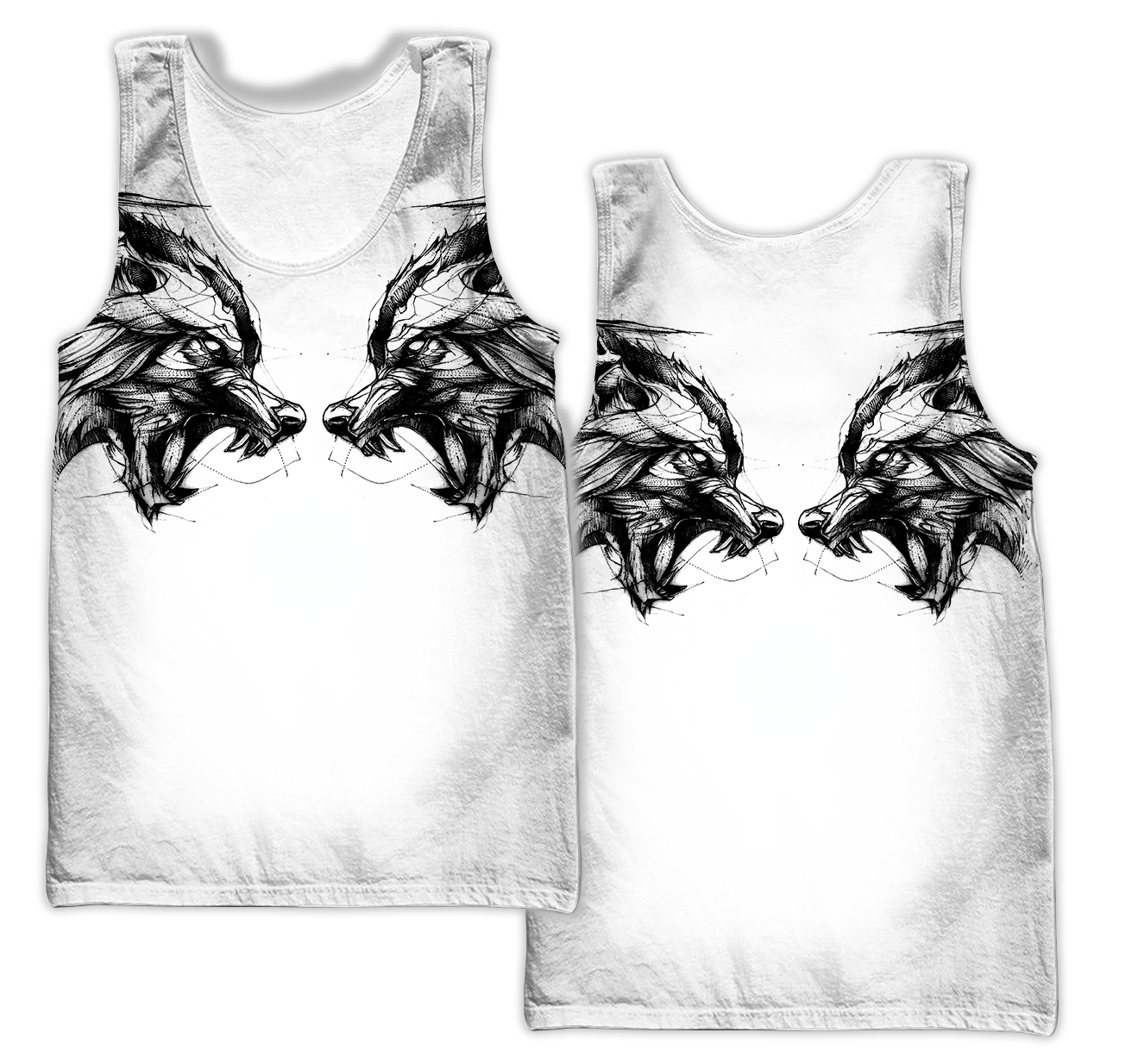 Tattoo Wolf Hoodie T Shirt For Men and Women HAC300502-NM-Apparel-NM-Tank Top-S-Vibe Cosy™