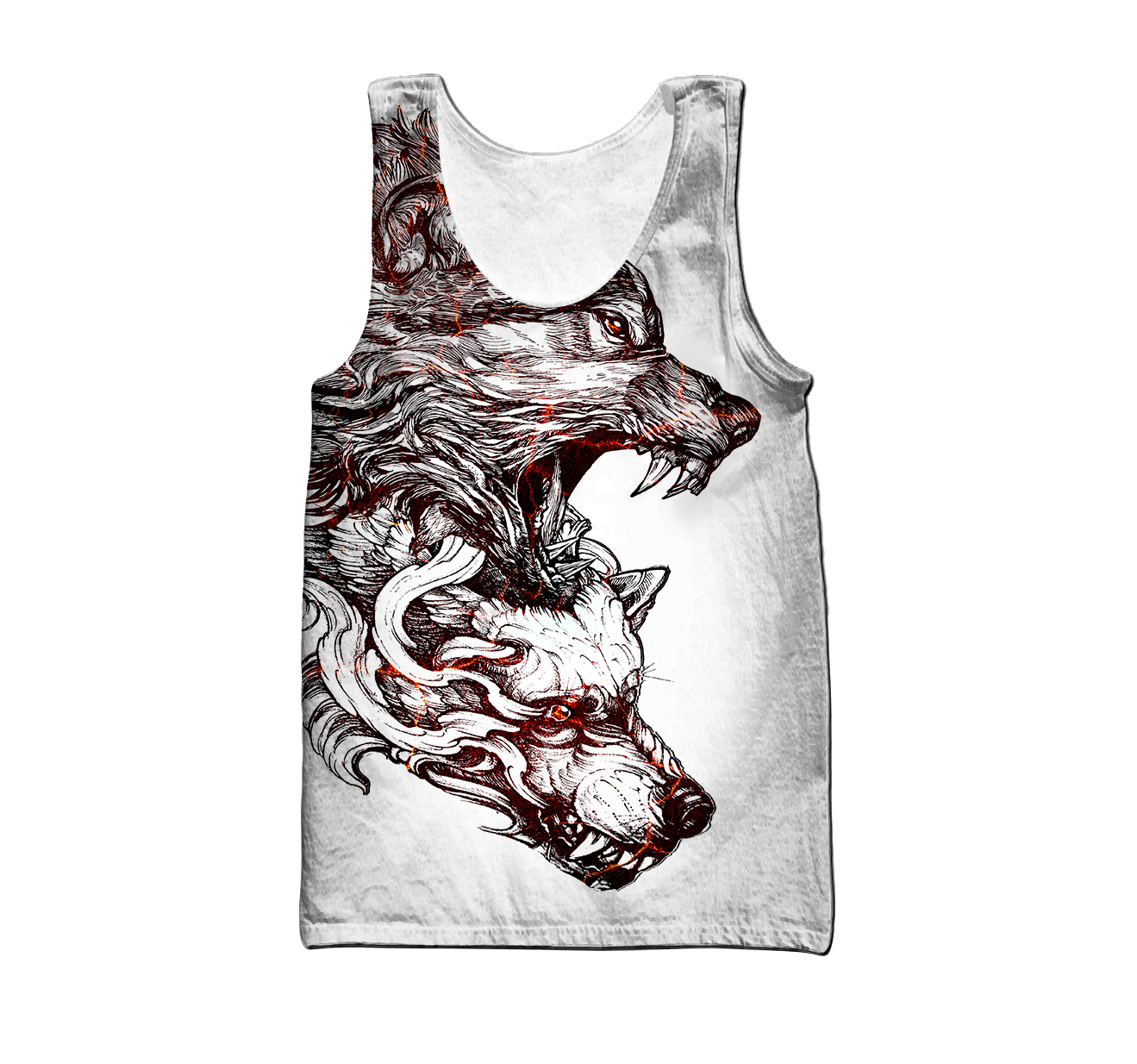 3D Alpha Wolf Tattoo Over Printed Shirt for Men and Women