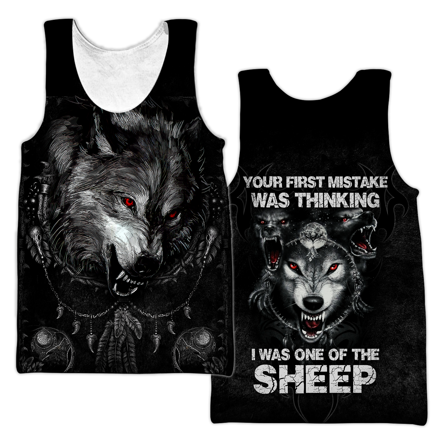 Wolf I Am Not A Sheep Over Printed Unisex Hoodie ML