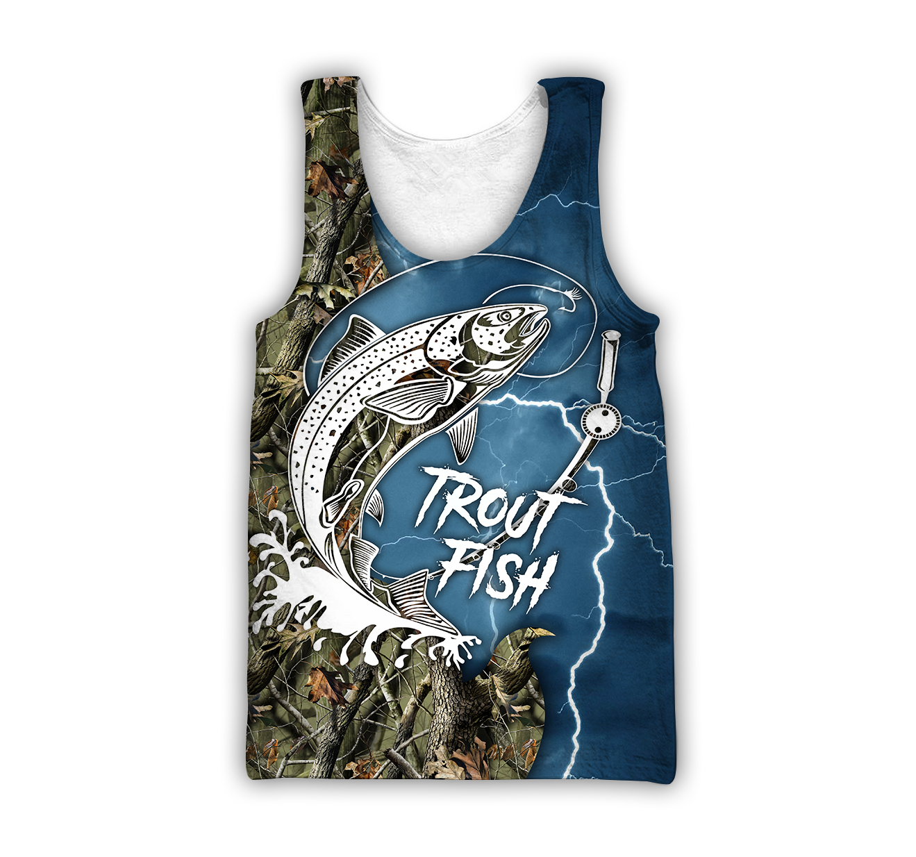 Trout Fishing blue Tattoo camo shirts for men and women