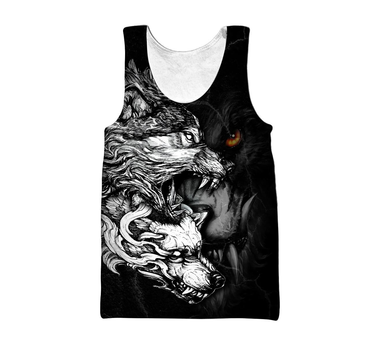 Wolf Tattoo Over Printed Shirt For Men and Women