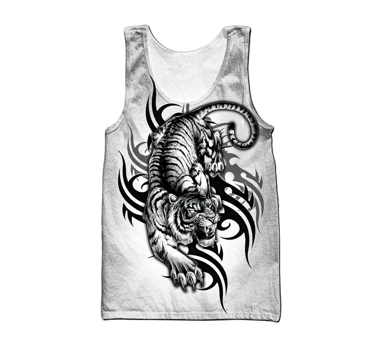 White Tiger Tribal Tattoo 3D All Over Printed Shirts For Men and Women