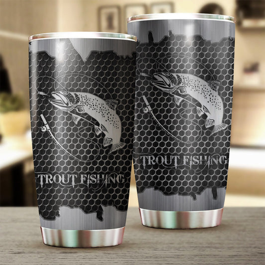 Trout Fishing Metal Stainless Steel Tumbler 20 Oz HC27511 - Amaze Style™-Tumbler