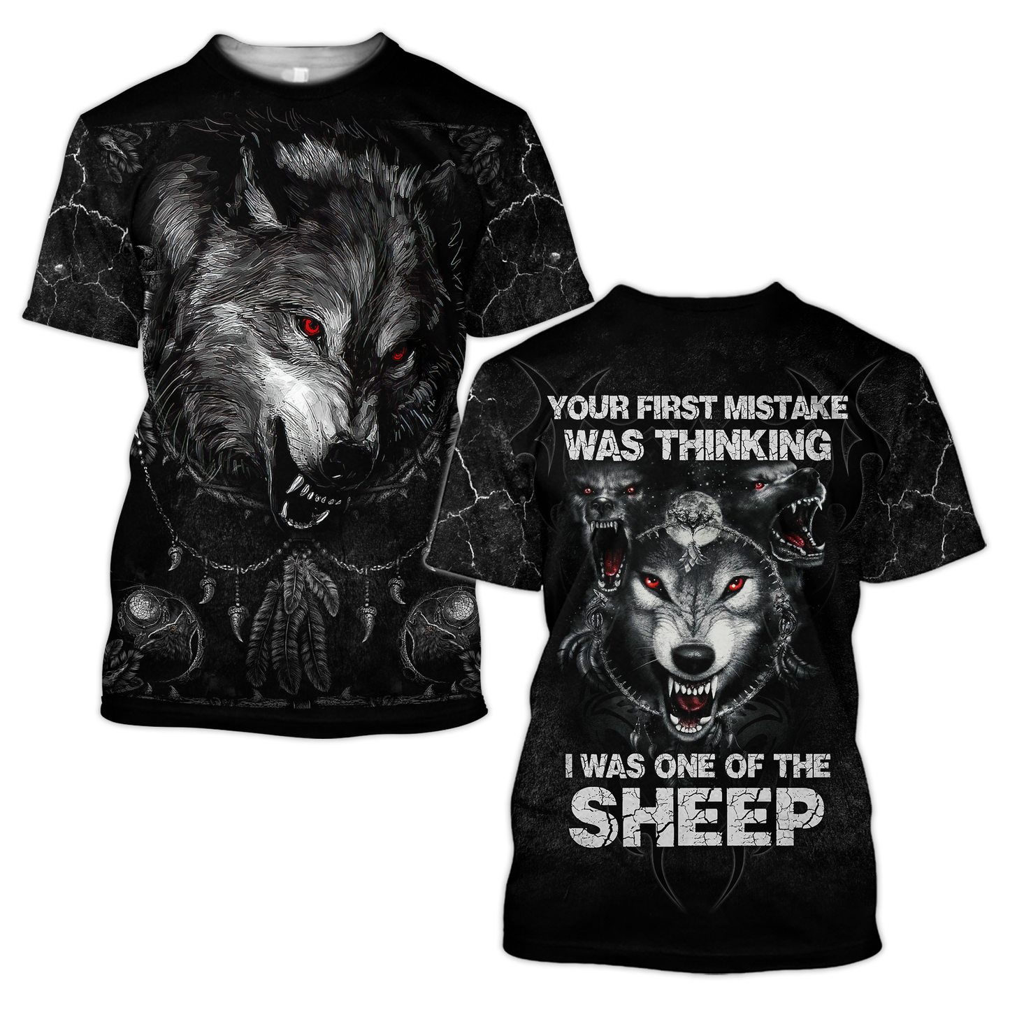 Wolf I Am Not A Sheep Over Printed Unisex Hoodie ML