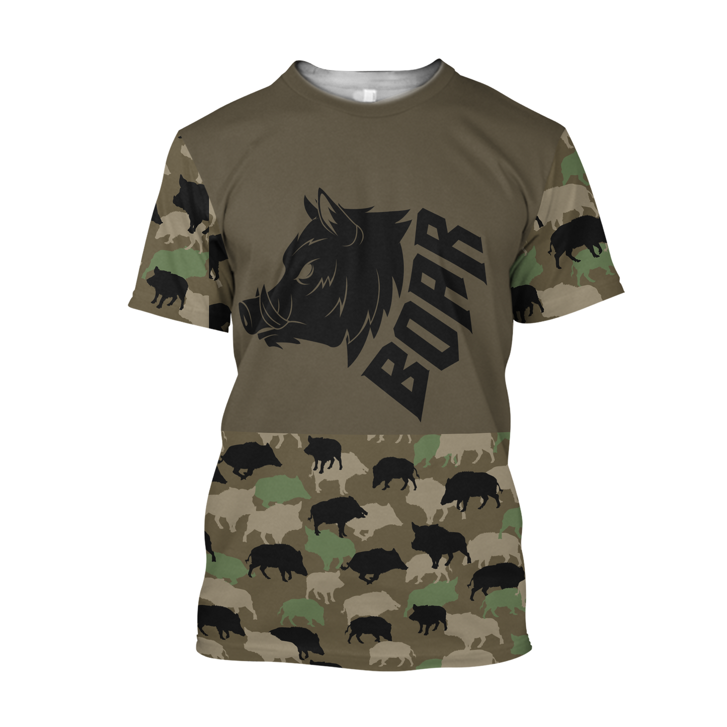Boar Hunting Dark Green Camo 3D All Over Printed Shirt