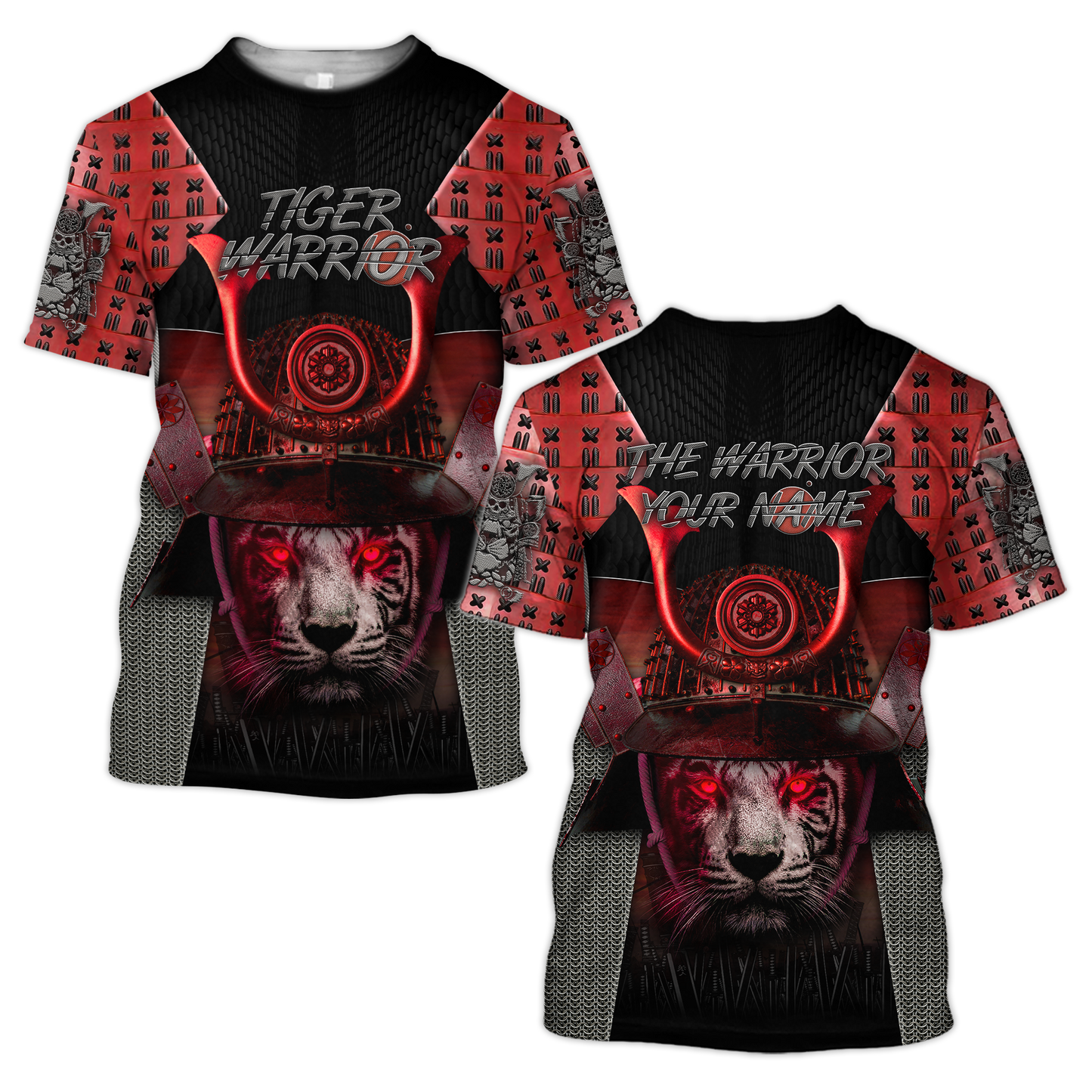 3D Tiger Samurai Warrior Custom Name Hoodie Shirt for Men and Women