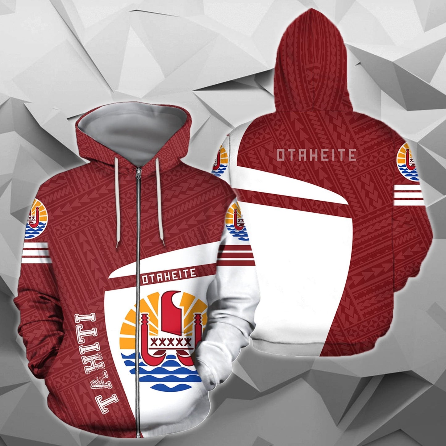 Tahiti French Polynesia Zip-up Hoodie - Premium Style J1 - Amaze Style™-Apparel