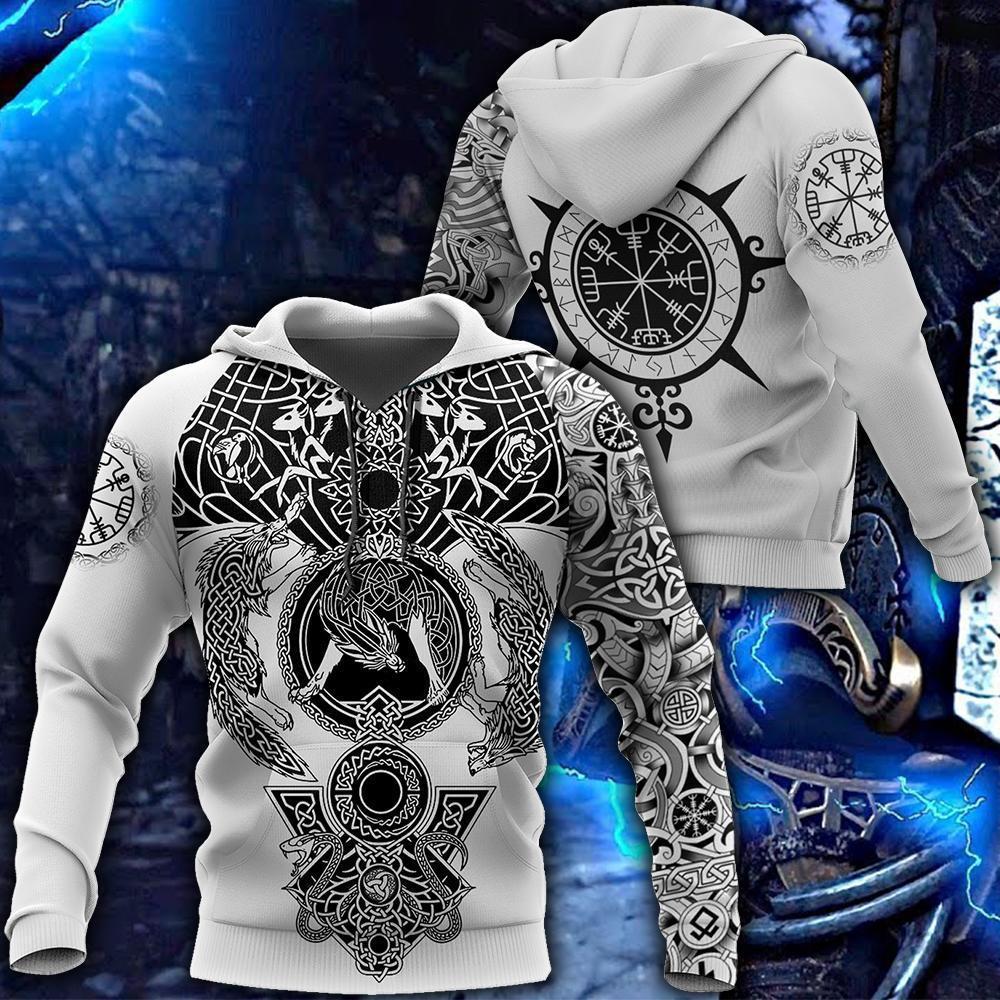 3D All Over Printed Viking Tattoo Hoodie - Amaze Style™-Apparel