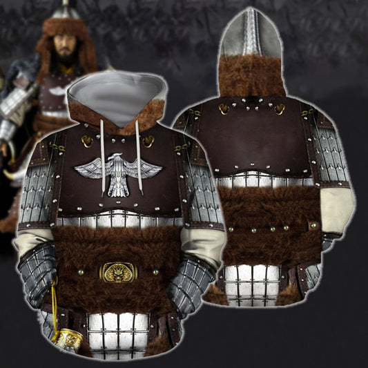 3D All Over Print Genghis Khan King Of Mongolia Hoodie - Amaze Style™-Apparel