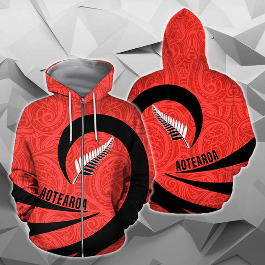 Aotearoa Hoodie Silver Fern Roll Into My Heart Zip-Up TH5 - Amaze Style™-Apparel