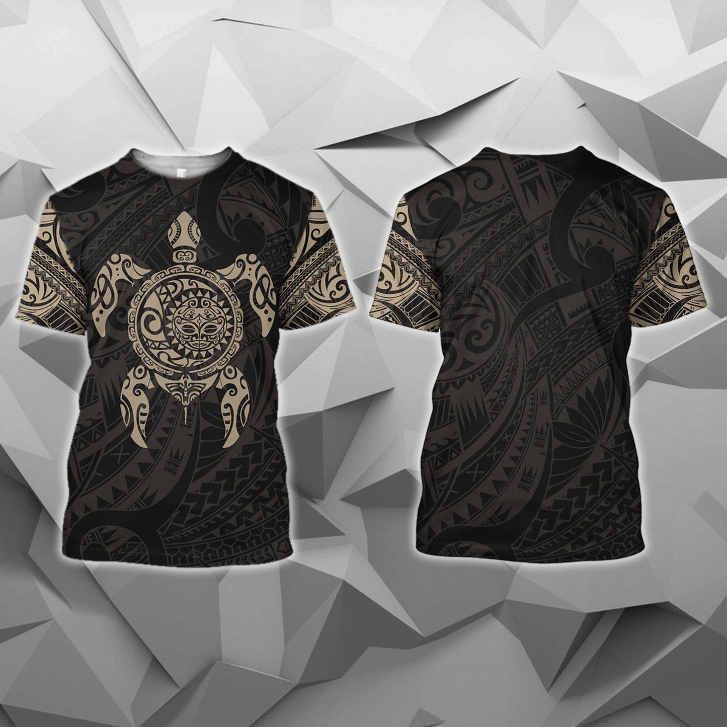 Turtle Maori Tattoo All Over Hoodie Gold NVD - Amaze Style™-Apparel