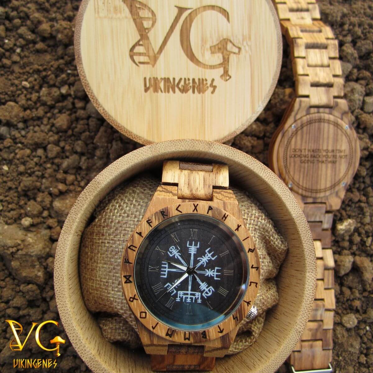 Vegvisir Handmade Engraved Wooden Watch