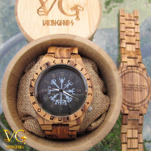 Vegvisir Handmade Engraved Wooden Watch