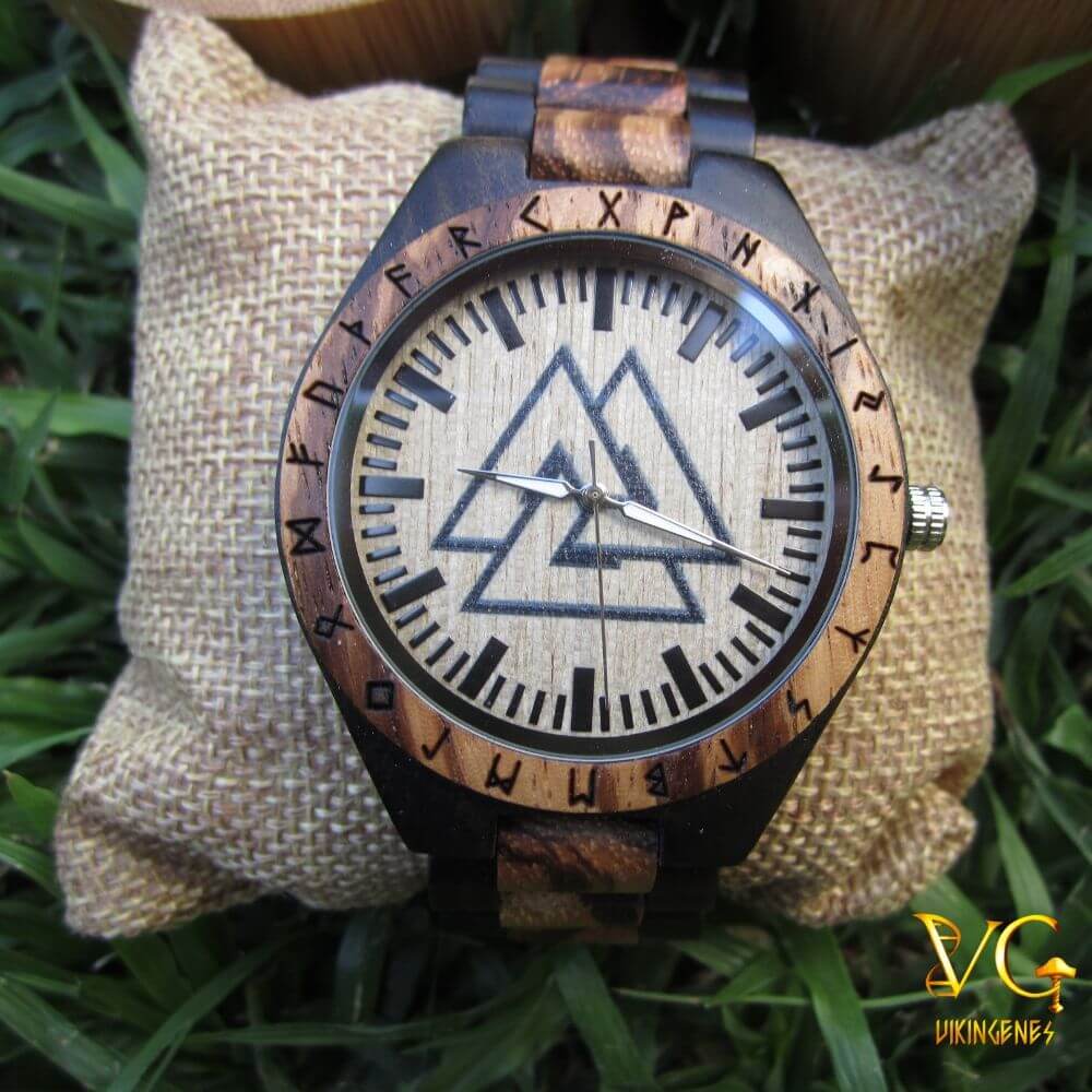 Valknut Handmade Engraved Wooden Watch