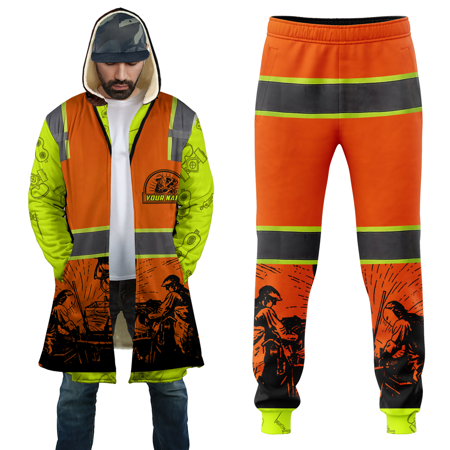 Tmarc Tee Personalized Welder 3D Printed Combo Zip Cloak & Sweatpant Welding For Winter