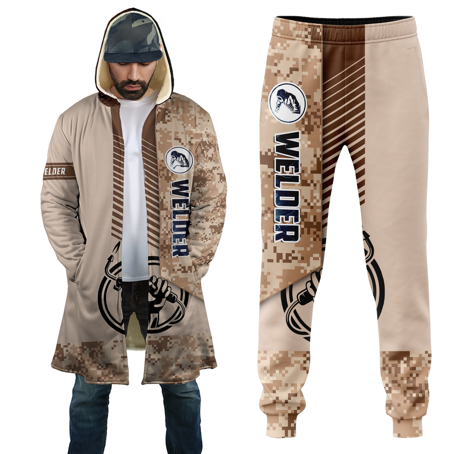 Tmarc Tee Premium Welder 3D Printed Combo Zip Cloak & Sweatpant Welding For Winter