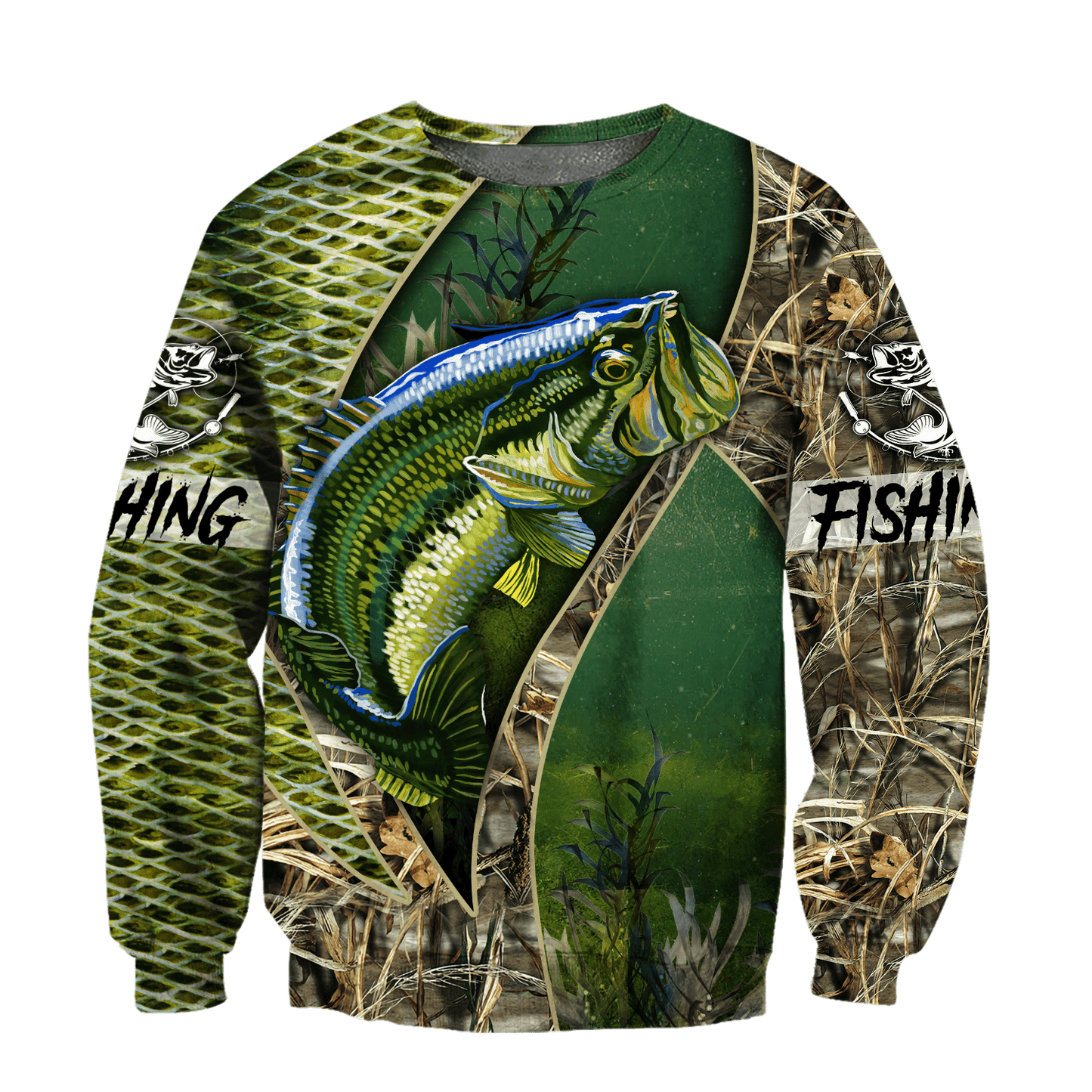 Bass Fishing Real Painting camo 3D print shirts