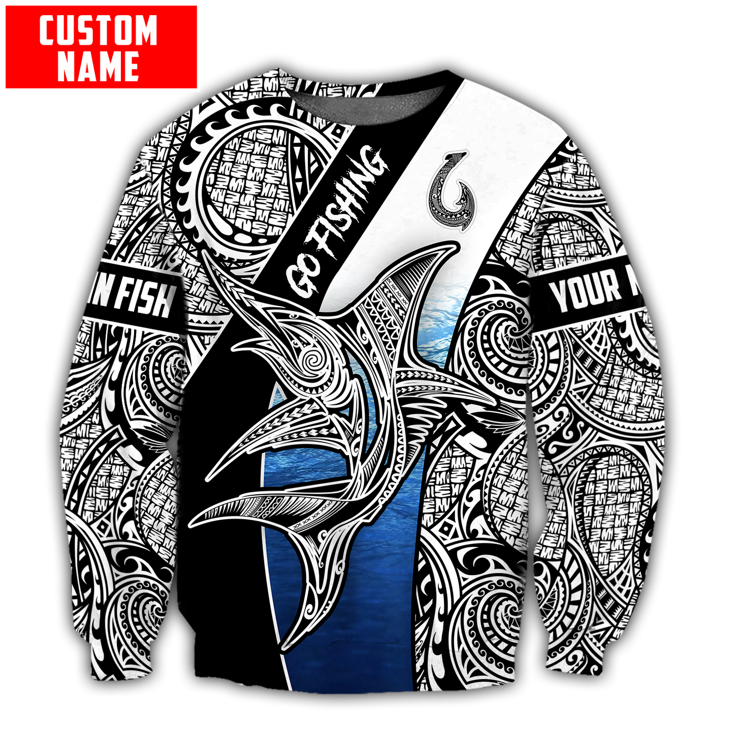 Amazing Polynesian Go Fishing Marlin Fish Personalized Unisex Deluxe Hoodie ML