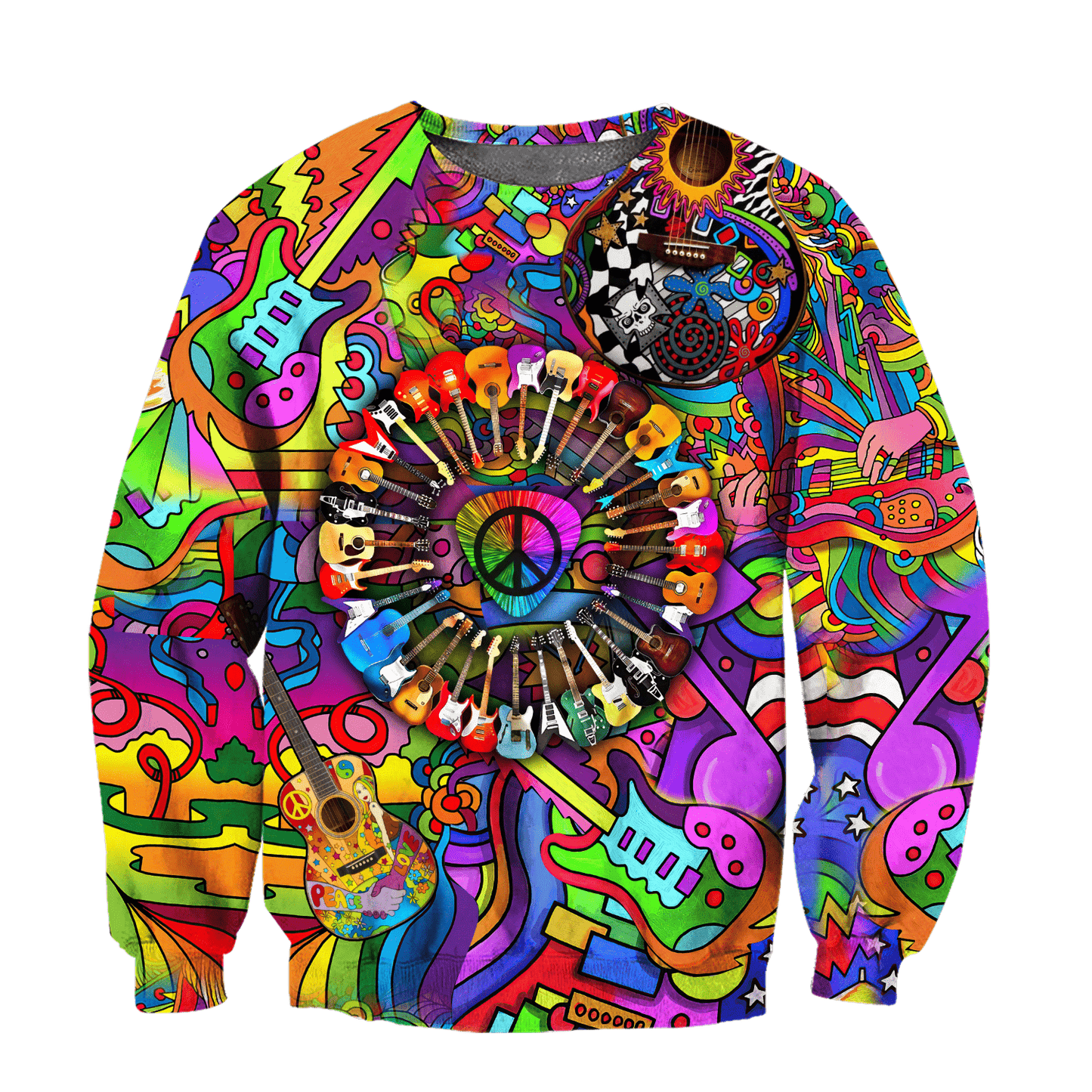 Amazing Guitar Hippie Color Hawaii Shirt ML