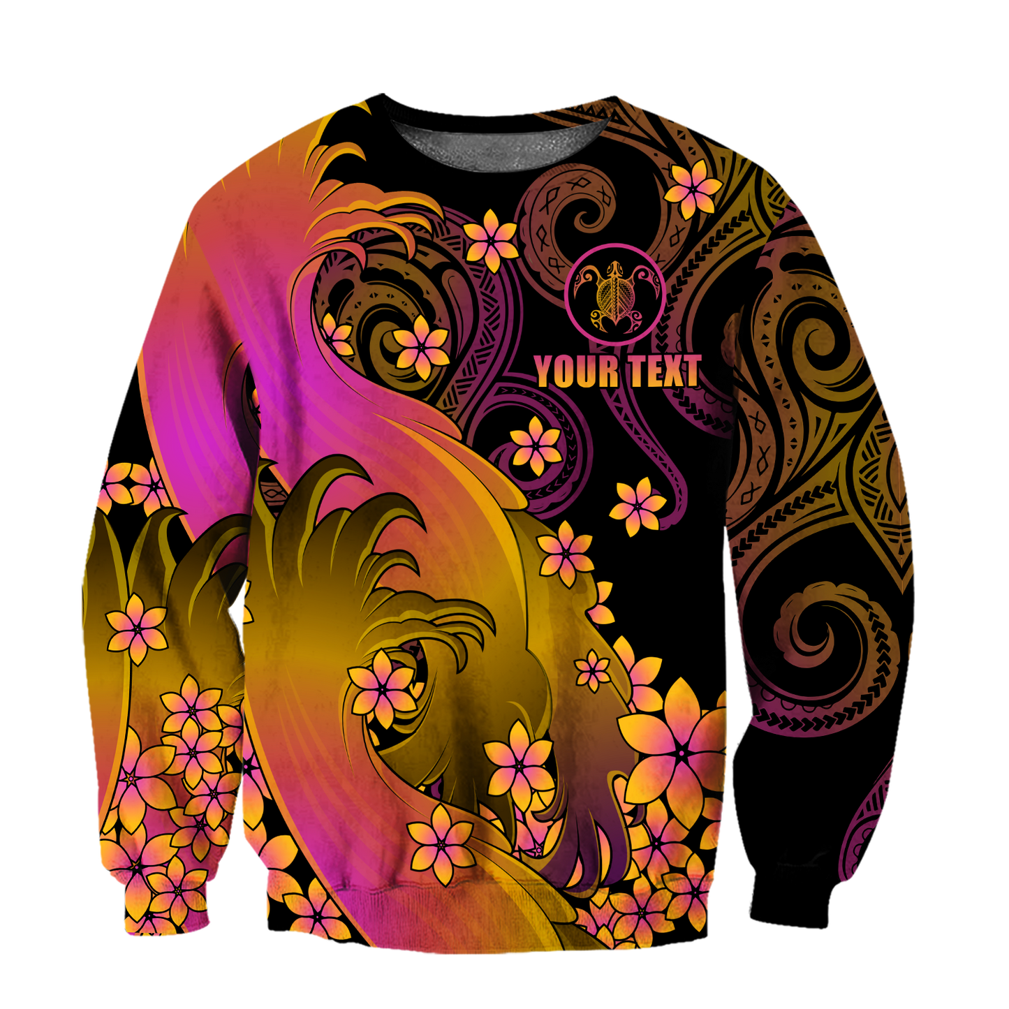 Amazing Polynesian Personalized Wave And Frangipani Unisex Deluxe Hoodie ML