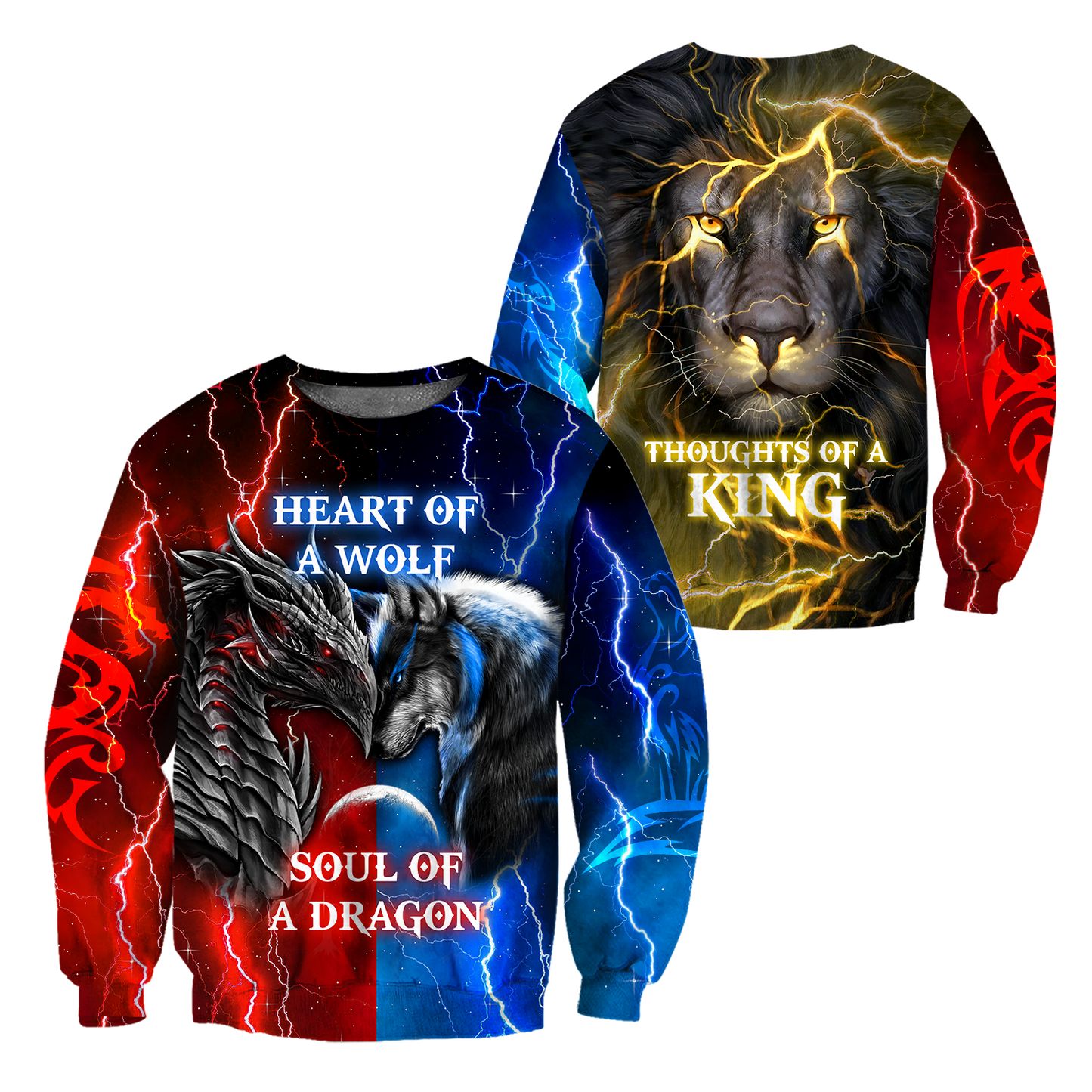 The Power Of Three Souls Dragon Wolf Lion 3D All Over Printed Unisex Shirts