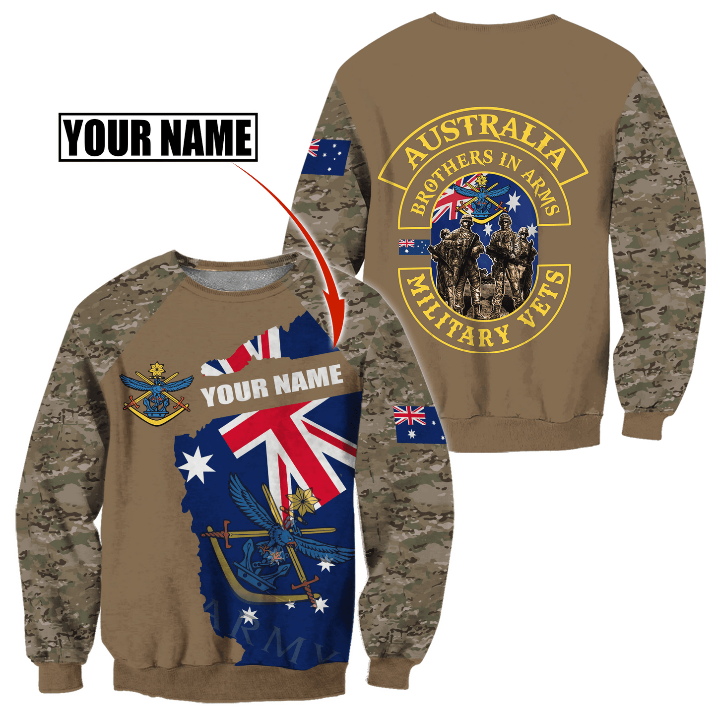 Tmarc Tee Custom name Australia Army Brothers in arms AU 3D print shirts