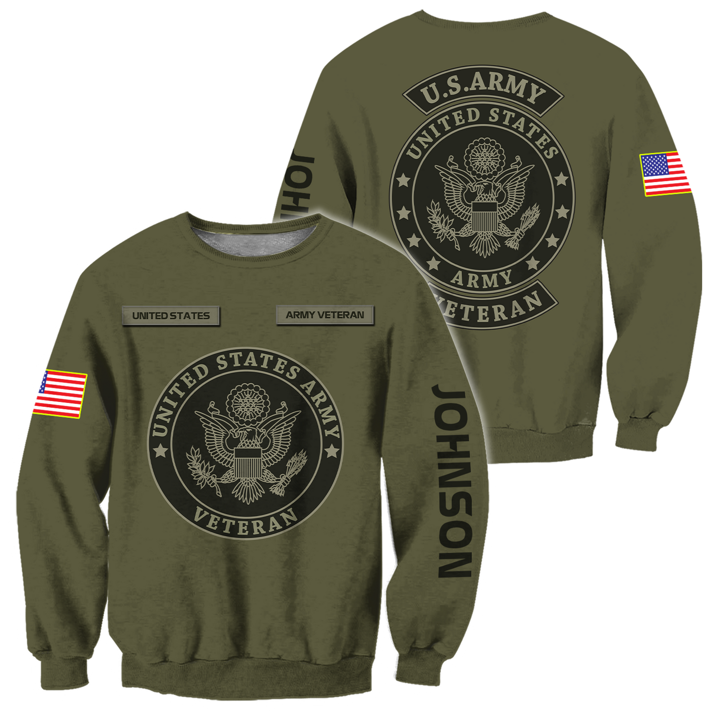 US Veteran Persionalized Name 3D All Over Printed Unisex Hoodie