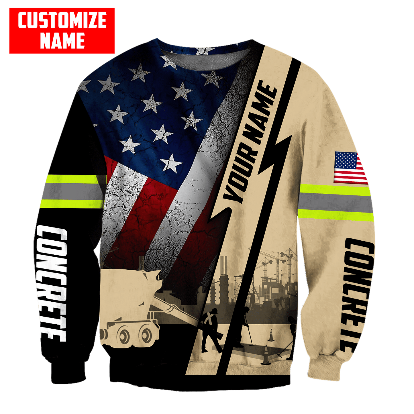 US Concrete Finisher Custom name 3D printed shirts