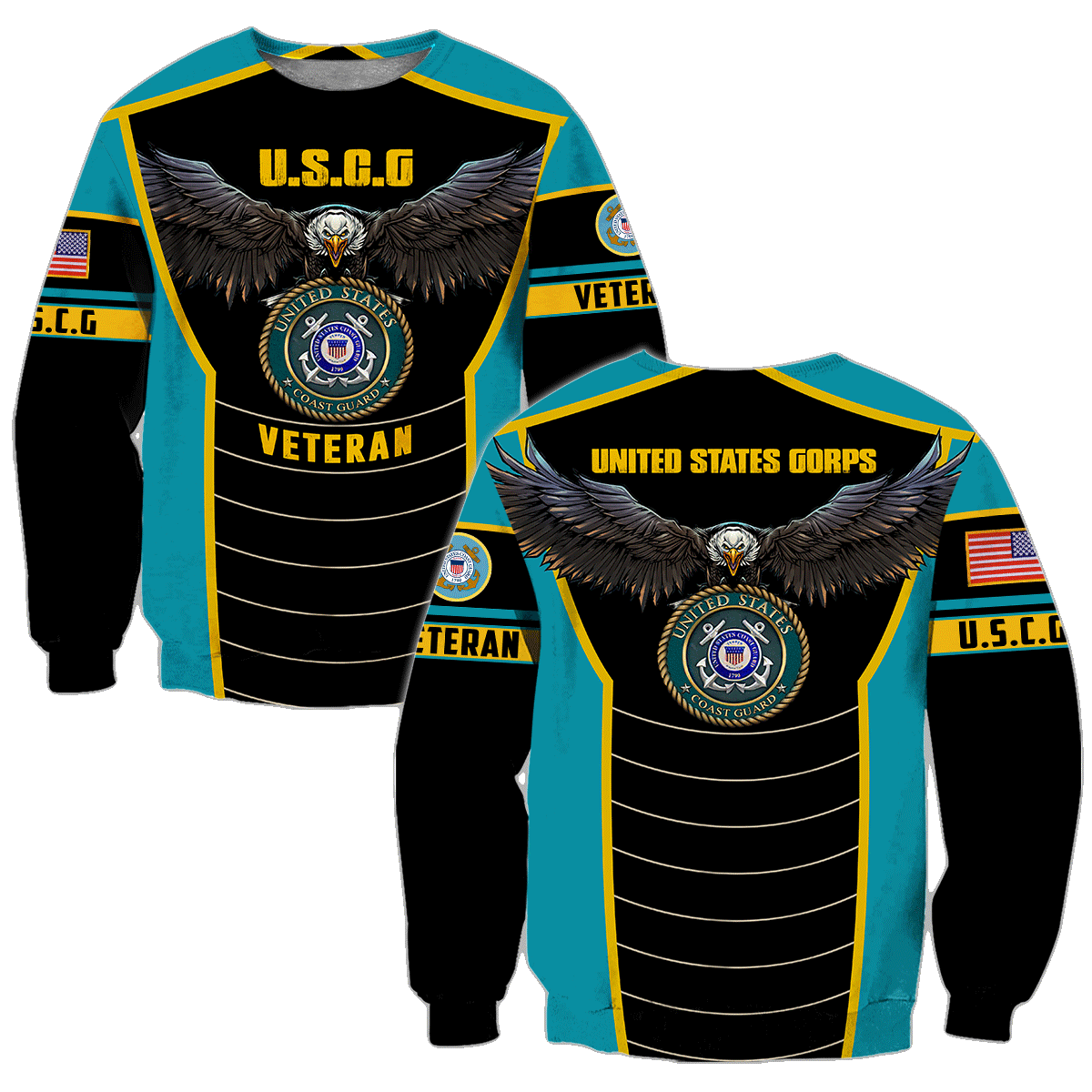 U.S Coast Guard veteran Eagle Pride design 3d print shirts Proud Military
