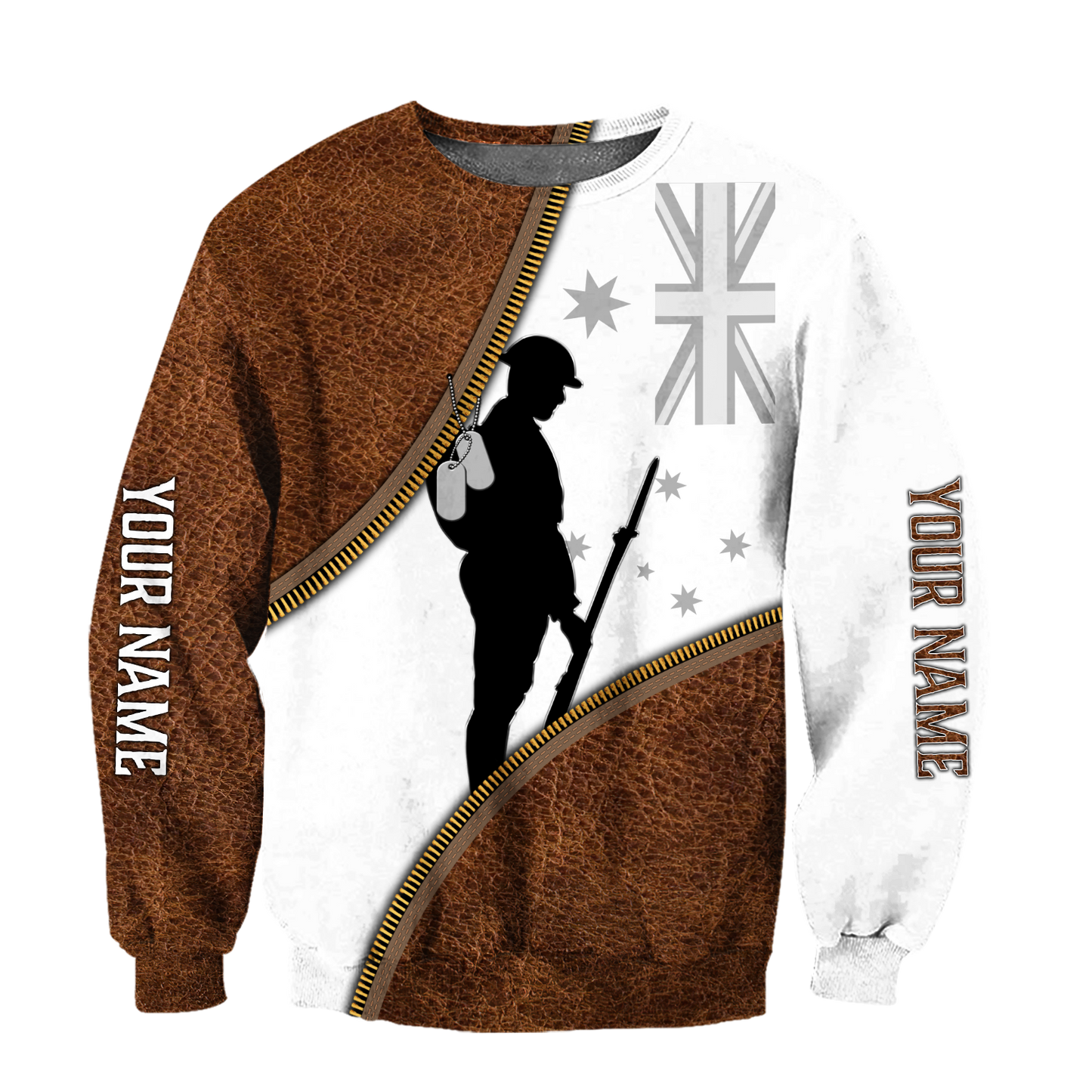 Tmarc Tee Custom name Remembrance Australia Soldier 3D print zip pattern shirts