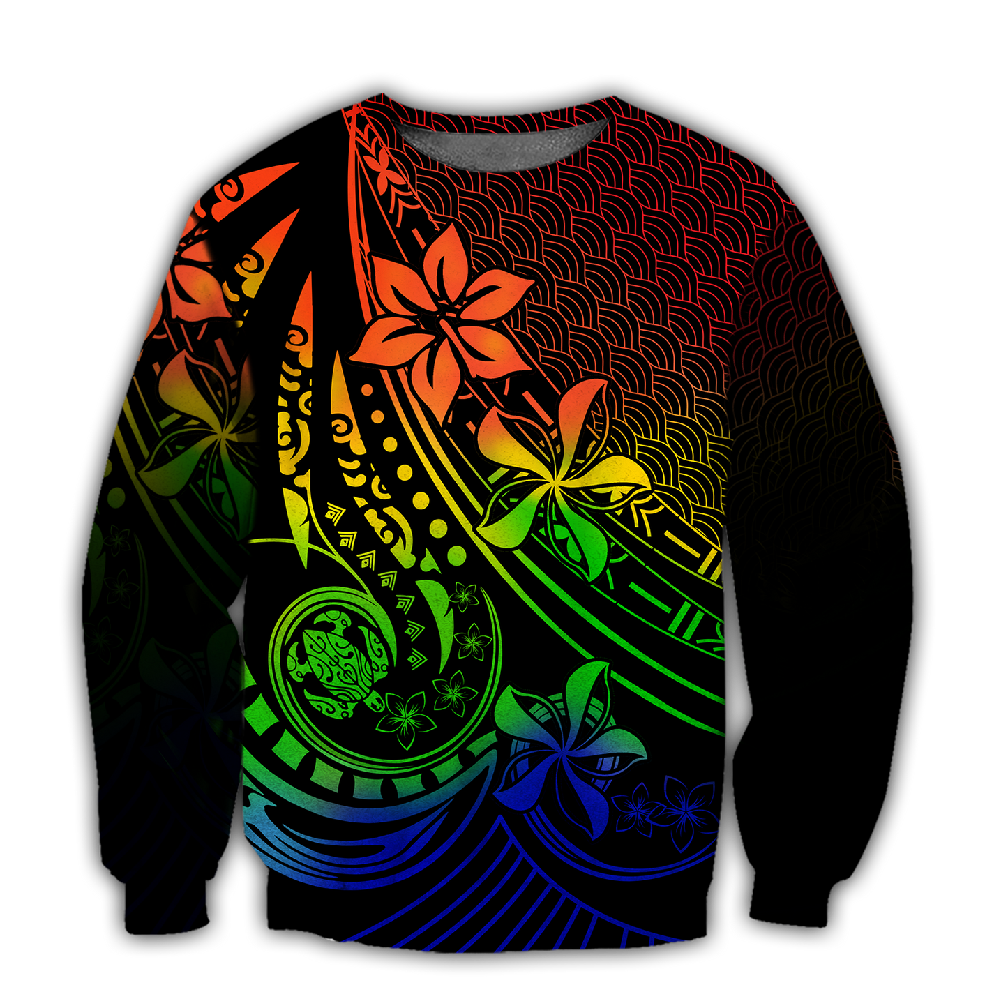 Amazing Polynesian Tattoo And Frangipani Flower Unisex Deluxe Hoodie ML